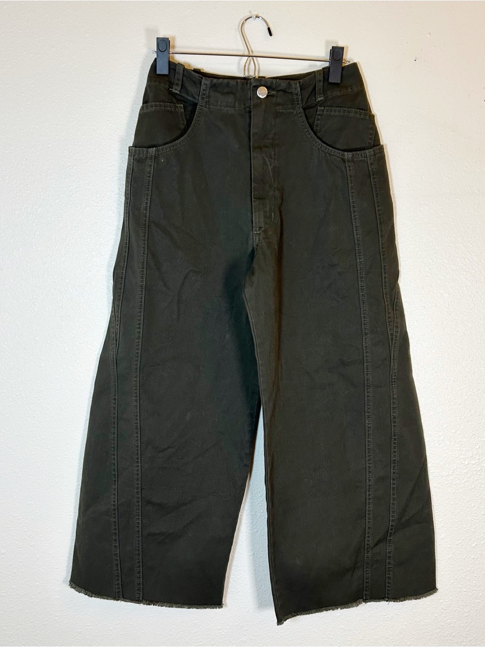 Rachel Comey Army Green Wide Leg Ankle jeans 2 Quiet Luxury Minimalist Grunge